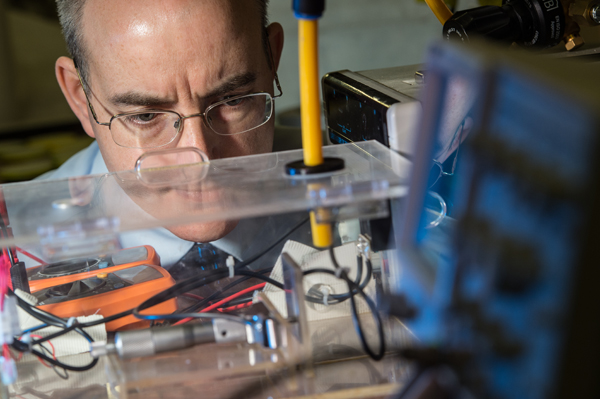 Dr David Birch and the air quality sensor prototype